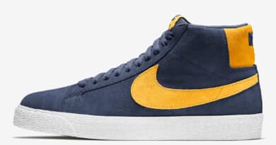 Pánské modré tenisky Nike SB Blazer Mid White/Navy Blue-Yellow 864349-402 semišové a vysoké kotníkové boty a obuv Nike