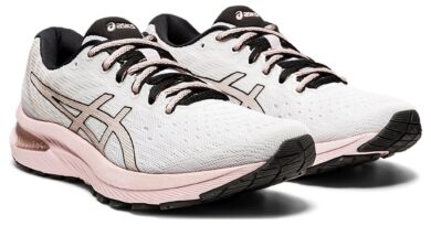 Dámské bílé růžové tenisky a boty Asics Gel-Cumulus 22 White/Ginger Peach 1012A839-100 nízké běžecké botasky a obuv Asics