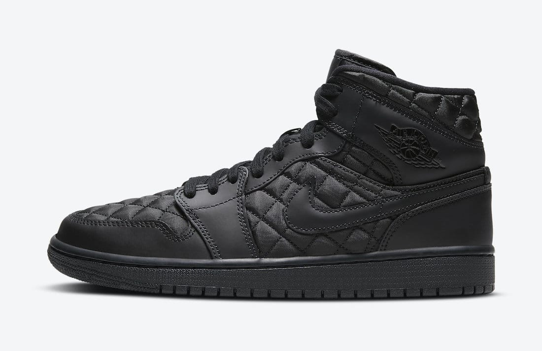 Pánské černé tenisky Air Jordan 1 Mid SE Black Quilted Black/Black-White DB6078-001 kožené a vysoké kotníkové boty a obuv Nike