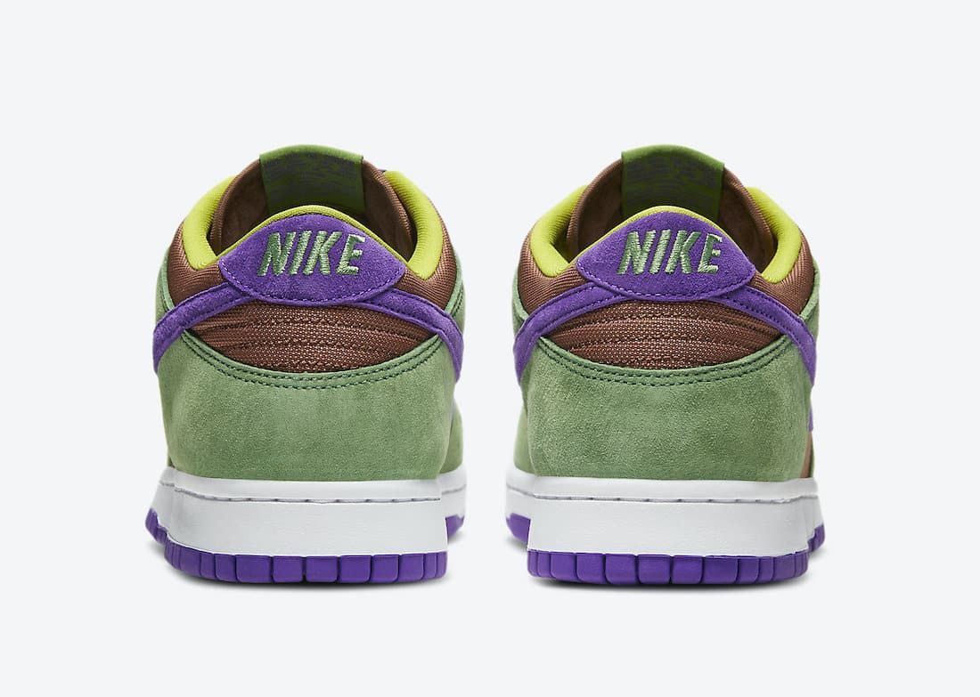 Pánské hnědé a zelené tenisky Nike Dunk Low SP Veneer/Autumn Green-Deep Purple DA1469-200 nízké semišové boty a obuv Nike