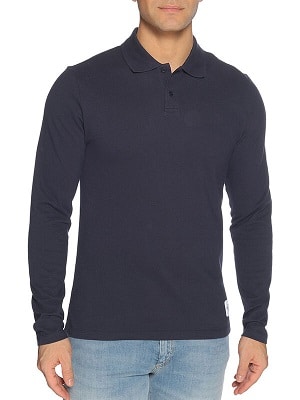 Tmavě modrá pánská polokošile Calvin Klein Long-Sleeved Polo navy CK-10660