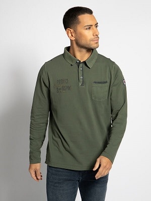 Zelené pánské polo triko Milano Long-Sleeved Polo Shirt olive