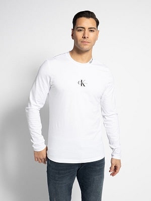 Pánské bílé tričko Calvin Klein Long Sleeve Top white
