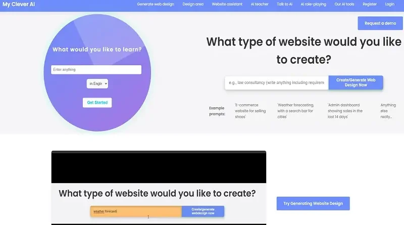 MyCleverAI: Tvůrce webových stránek s umělou inteligencí