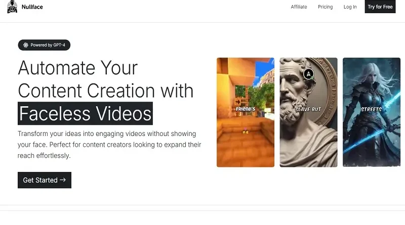 Nullface.ai: Přetvořte své nápady v poutavá videa