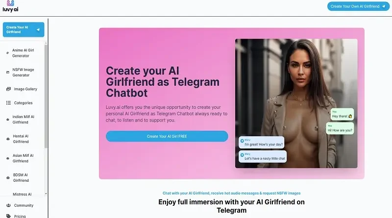 Luvy.ai: Vytvořte si přítelkyni a chatujte na Telegramu